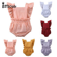Imcute 2020 0-24M Newborn Infant Baby Girl Lace Linen Romper Jumpsuit Sunsuit Outfit Sleeveless Ruffles Playsuit Clothes 2024 - buy cheap