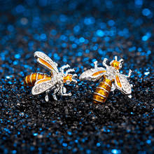 New Creative Cute Crystal Honey Bee Enamel Earrings Jewelry  Women's Fashion Rhinestone Temperament  Birthday Gifts 2024 - buy cheap