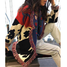 TEELYNN long cardigan women sweater Cow floral Jacquard fringe long sleeve warm coat boho knitted sweaters 2019 winter outwear 2024 - buy cheap