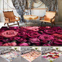 Alfombrilla romántica para el Día de San Valentín, alfombrilla con estampado 3D de flores rosas/Rojas, decoración de boda, alfombras para sala de estar y dormitorio 2024 - compra barato