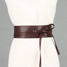 Cinto largo para mulheres obi estilo moda auto gravata laço feminino cinto pu couro cinto feminino se94 2024 - compre barato