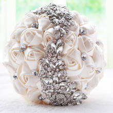 1pc/lot   cream Bridal Wedding Bouquets Crystal Brooch Bride Bouquet Bridesmaid Diamond Bouquet Marriage Accessories 2024 - buy cheap
