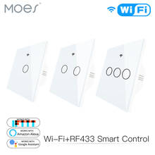WiFi Smart Glass Panel Switch Tuya App Remote Control  Work With Alexa Echo Google Home RF433 EU Type White Touch 1/2/3 Gang 2024 - buy cheap