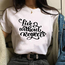 White Slogan Letter Print Solid Slim Fitted Tee Short Sleeve Round Neck T Shirt Women Summer 2020 Casual T-shirt Tops Aesthetic 2024 - buy cheap