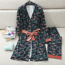 2009 Autumn Sleepwear Cotton Long Sleeve Pajamas for Women Green Crane Printing Pijama Mujer Korean Plus Size Home Clothes 2024 - buy cheap