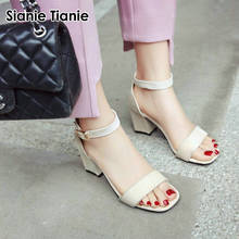 Sianie Tianie ankle strap open toe solid color woman sandals block high heels buckle fashion women summer shoes big size 42 43 2024 - buy cheap