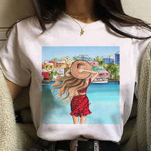 Camiseta blanca con estampado de huellas de animales de arcoíris para mujer, ropa de calle Harajuku, camiseta de verano para mujer 2021 2024 - compra barato