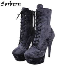Sorbern-Botas de Pole Dance para mujer, zapatos exóticos de tacón alto de Stripper, con plataforma de encaje, botines de Drag Queen, 15Cm, 17Cm y 20Cm 2024 - compra barato