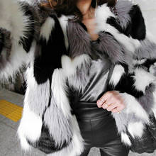 Casaco de pele sintética feminino, plus size, preto, felpudo, branco, grosso, quente, casaco, sobretudo, outono e inverno 2024 - compre barato