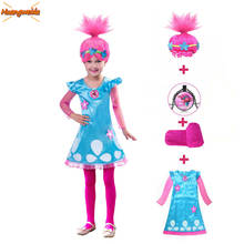 Trolls Girls Dresses Trolls Poppy Cosplay Costumes Girls Dress for Girls Halloween Costumes for Kids Fancy Party Dress Up Wig 2024 - buy cheap