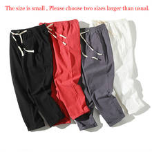 Vintage Summer Casual Sport Pants Men Cotton Linen Cropped Pants Pleated Wide Loose Black Plus Size Pants Male Trousers 4xl 5xl 2024 - buy cheap