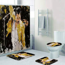 Black Freddie Mercury Art Painting Home Decor Queen Bath Curtain for Bathroom Waterproof Shower Curtains Non Slip Bath Mats Rugs 2024 - buy cheap
