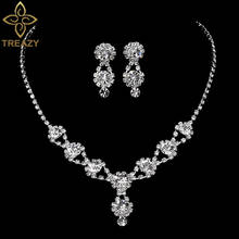 Treazy-conjunto de joias femininas para casamento, gargantilha com colar banhado a prata e strass, 2019 2024 - compre barato