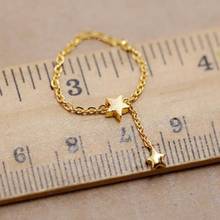 Pure Solid 24k Yellow Gold Ring Women Luck Two Star & O Chain Soft Ring 2024 - buy cheap