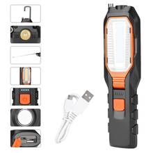 COB LED Work Light Adjustable Inspection Lamp Magnetic Hand Torch USB Rechargeable Camping Lantern With Hook Magnet Pick Tools 2024 - compre barato