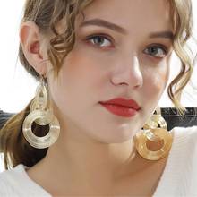 HOCOLE Vintage Gold/Silver Dangle Earrings For Women Geometric Metal Drop Earrings Bohemian Jewelry pendientes mujer moda 2019 2024 - buy cheap