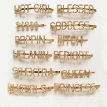 Gold Crystal Letter Hair Clip Bobby Pin Alphabet Rhinestone Gold Word Hair Pin Girls Words Hair Clips Womens 2024 - buy cheap