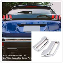 For Peugeot 3008 5008 Allure 2019 ABS Chrome Rear Exhaust Muffler Tail End Pipe Cover Trim Auto Accessories 2pcs 2024 - buy cheap