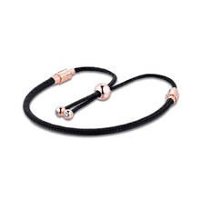 CKK-pulsera de plata de ley 925 para Mujer, brazalete con cadena deslizante, color negro 2024 - compra barato