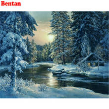 5D Diy Diamond Painting winter sunset landscape cabin Cross Stitch Diamond Embroidery needlework mosaic picture room Decor art 2024 - buy cheap