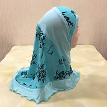 H1346-hijab musulmán para niña pequeña, hermoso conjunto de dos partes, bufanda, islamturbante, gorros, Capó 2024 - compra barato