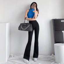 Flare Pants For Women High Waist Fashion Black Casual New Stretch Trousers Female Streetwear 2021 Summer Jogger Bell Bottom Pant 2024 - buy cheap