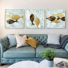 Abstract Yellow Brown Color Fish Canvas Painting Cute Poster Print Unique Wall Art Pictures For Living Room Dining Room Decor 2024 - buy cheap