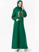 Islamic Clothing Hooded Tracksuit Maxi Dress Women Muslim Dubai Turkey Embroidery Jogging Long Dress Pockets Sports Walk Wear 2024 - buy cheap