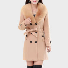 Женское двубортное пальто Lisa Colly Plus 5xl, теплая зимняя куртка с длинным рукавом и меховым воротником 2024 - купить недорого