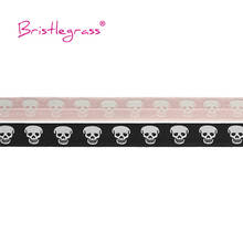 BRISTLEGRASS 5 Yard 5/8" 15mm White Skull Print Foldover Elastic FOE Spandex Satin Band Hair Tie Headband Tutu Dress Sewing Trim 2024 - buy cheap