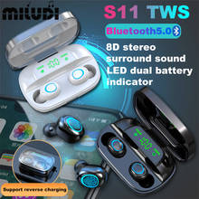 Auriculares S11 TWS con Bluetooth, Mini auriculares con sonido estéreo envolvente 8D, Auriculares deportivos para negocios y música, funciona en teléfonos inteligentes 2024 - compra barato