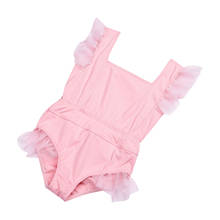 Maiô sem mangas com laço costas abertas, roupa de banho fofa de malha rosa para meninas 1 a 7 anos, 2021 2024 - compre barato