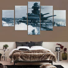 5 панелей боевой корабль Бисмарк военный холст печатная живопись для гостиной настенное искусство домашний декор HD картина художественный плакат 2024 - купить недорого