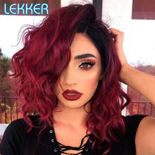 Lekker Straight T Part Lace Front Human Hair Colored Wig For Women Natural Dark Roots Pre Plucked Glueless Remy Burgundy Red Wig 2024 - buy cheap