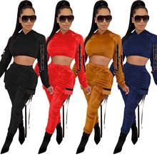 Women Two Piece Velvet Sets Long Sleeve Crop Tops And Pants Autumn Winter Tracksuit Female Matching Set Outfit Casual Sportswear 2024 - buy cheap