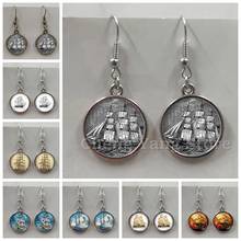 2020 vintage sailing ship pattern round glass convex round dome earrings, pendant earrings jewelry 2024 - buy cheap