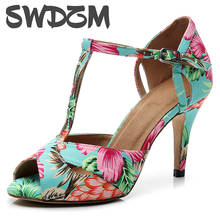 SWDZM Women's Latin Dance Shoes Satin Silk Ballroom Tango Modern Dancing Shoes Fashion Sexy Party High Heels 6-10CM Salsa Sandal 2024 - buy cheap