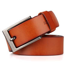Cinturón de diseñador de marca famosa para hombre, cinturón informal de cuero genuino de 150cm, cinturón Retro de cuero de vaca con hebilla de Pin para Jeans 2024 - compra barato