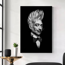 Preto e branco salvador dali retrato arte da parede posters e cópias artista espanhol pintura em tela imagens para sala de estar decoração 2024 - compre barato