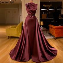 Wine Red Mermaid Simple Evening Dresses Design 2021 Sleeveless Satin Lace Up Formal Dress Serene Hill LA70577 2024 - buy cheap