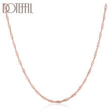 DOTEFFIL 925 Sterling Silver Rose Gold 18 Inches Water Wave Chain Necklace For Women Man Fashion Wedding Party Charm Jewelry 2024 - buy cheap