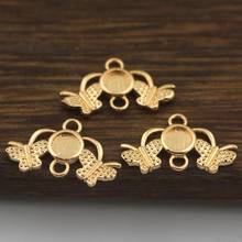 30pcs Brass Casted Butterfly Connectors Oriental Charms 4mm Cameo Cabochon Base Quality Gold Color Wedding Jewelry Accessories 2024 - buy cheap