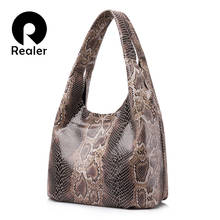 REALER genuine leather handbags large totes classic serpentine prints shoulder bag ladies hobos bags for women top-handle bucket 2024 - buy cheap