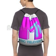 Mtv-Neon 80S Design Backpack Drawstring Bags Gym Bag Waterproof Mtv Beavis And Butthead 90S 80S 1980S Vintage Retro Tv 2024 - buy cheap