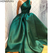 Hongfuyu-vestido longo de festa, linha a, verde, longo, formal, cetim, um ombro, plissado, festa, formatura 2024 - compre barato