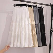 Faldas plisadas de gasa para mujer, faldas de cintura alta elástica coreana, color blanco liso, elegante, 2020 2024 - compra barato