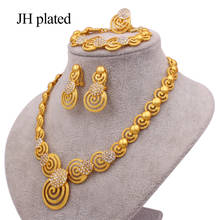 Conjuntos de joyas para mujer, joyas de Dubái de color dorado de 24K, regalos de boda, collar de compromiso africano, anillo, pendientes, pulsera, conjunto de joyas 2024 - compra barato