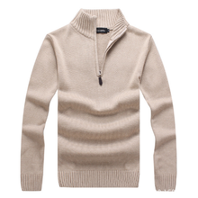 Camisola de algodão de meia zíper, quente, de alta qualidade, colarinho, jumper masculino, tricotado, plus size 2024 - compre barato