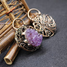 Natural Amethysts Cluster pendants Necklaces Hand-wound Bird's Nest Shaped Jewelry Chakra Energy Healing Pendulum Amulet 2024 - buy cheap