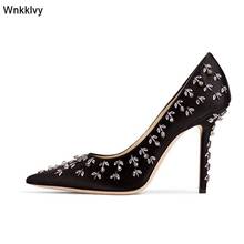 Runway Design Women shoes crystal leaf decor high heel pumps pointed toe bling bling rhinestone spring wedding bradal shoes 2024 - buy cheap